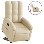 vidaXL Fotoliu electric rabatabil cu ridicare, crem, textil