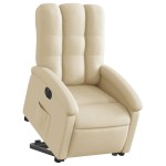 vidaXL Fotoliu electric rabatabil cu ridicare, crem, textil