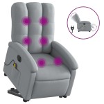 vidaXL Fotoliu electric masaj rabatabil cu ridicare, gri închis textil