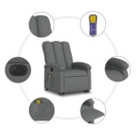 vidaXL Fotoliu electric masaj rabatabil cu ridicare, gri închis textil