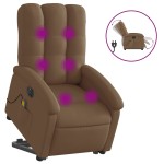 vidaXL Fotoliu electric de masaj rabatabil cu ridicare, maro, textil