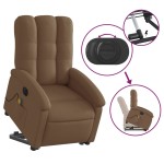 vidaXL Fotoliu electric de masaj rabatabil cu ridicare, maro, textil