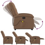 vidaXL Fotoliu electric de masaj rabatabil cu ridicare, maro, textil