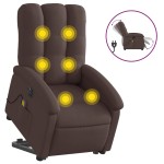 vidaXL Fotoliu electric masaj rabatabil cu ridicare maro închis textil vidaXL Fotoliu electric masaj rabatabil cu ridicare maro închis textil