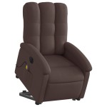 vidaXL Fotoliu electric masaj rabatabil cu ridicare maro închis textil vidaXL Fotoliu electric masaj rabatabil cu ridicare maro închis textil