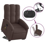 vidaXL Fotoliu electric masaj rabatabil cu ridicare maro închis textil vidaXL Fotoliu electric masaj rabatabil cu ridicare maro închis textil