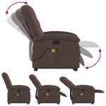 vidaXL Fotoliu electric masaj rabatabil cu ridicare maro închis textil vidaXL Fotoliu electric masaj rabatabil cu ridicare maro închis textil