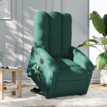 vidaXL Fotoliu electric masaj rabatabil / ridicare verde închis textil
