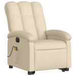 vidaXL Fotoliu electric de masaj rabatabil cu ridicare, crem, textil vidaXL Fotoliu electric de masaj rabatabil cu ridicare, crem, textil