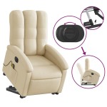 vidaXL Fotoliu electric de masaj rabatabil cu ridicare, crem, textil vidaXL Fotoliu electric de masaj rabatabil cu ridicare, crem, textil