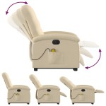 vidaXL Fotoliu electric de masaj rabatabil cu ridicare, crem, textil vidaXL Fotoliu electric de masaj rabatabil cu ridicare, crem, textil