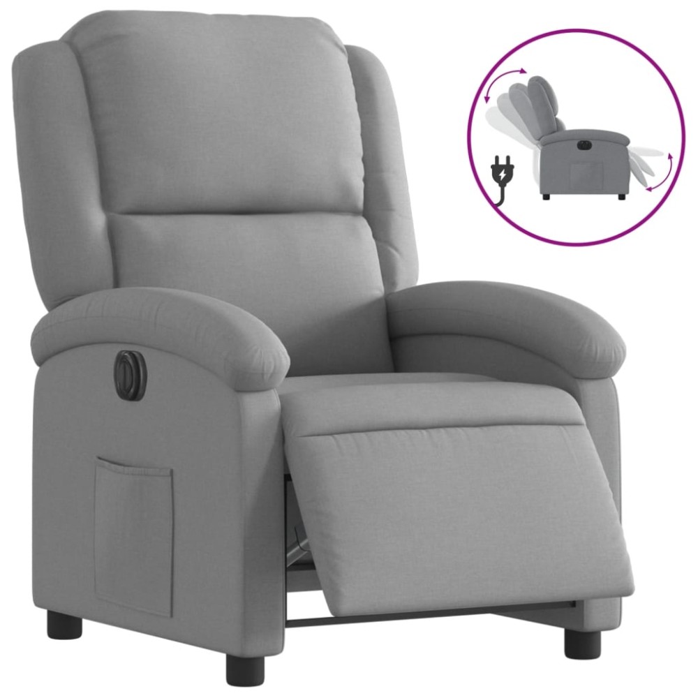 vidaXL Fotoliu rabatabil electric, gri deschis, textil