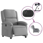 vidaXL Fotoliu rabatabil electric, gri deschis, textil