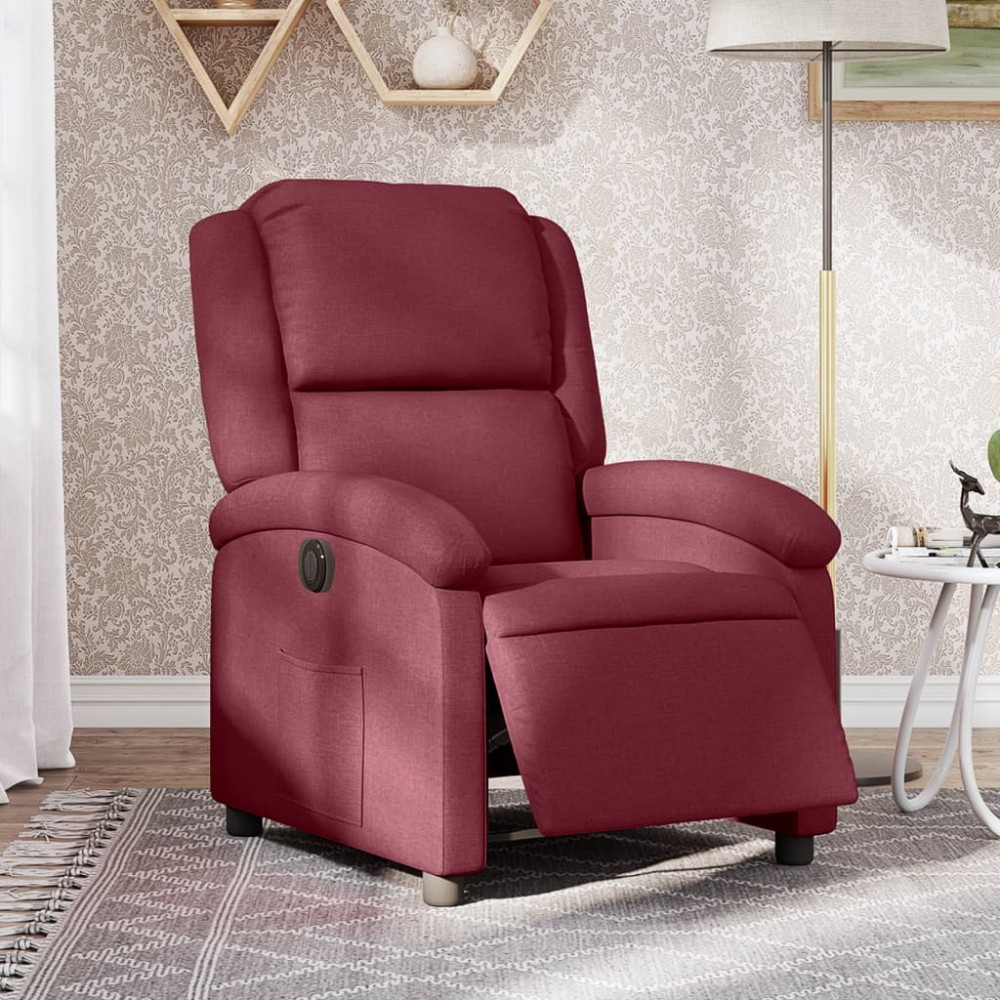 vidaXL Fotoliu rabatabil electric, roșu vin, material textil
