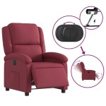 vidaXL Fotoliu rabatabil electric, roșu vin, material textil