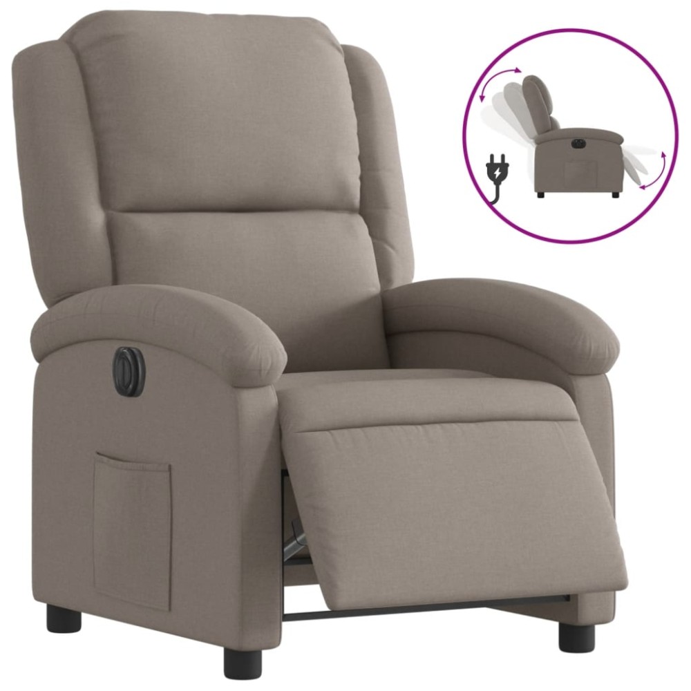 vidaXL Fotoliu rabatabil electric, gri taupe, material textil