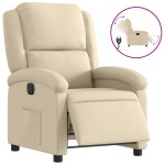 vidaXL Fotoliu rabatabil electric, crem, material textil