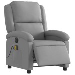 vidaXL Fotoliu electric de masaj rabatabil, gri deschis, microfibră