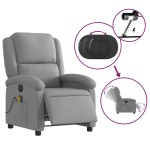 vidaXL Fotoliu electric de masaj rabatabil, gri deschis, microfibră