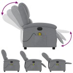 vidaXL Fotoliu electric de masaj rabatabil, gri deschis, microfibră