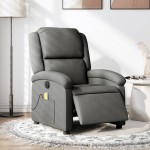 vidaXL Fotoliu electric de masaj rabatabil, gri închis, textil