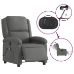 vidaXL Fotoliu electric de masaj rabatabil, gri închis, textil