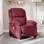 vidaXL Fotoliu electric de masaj rabatabil, roșu vin, textil vidaXL Fotoliu electric de masaj rabatabil, roșu vin, textil