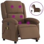 vidaXL Fotoliu electric de masaj rabatabil, maro, textil