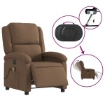 vidaXL Fotoliu electric de masaj rabatabil, maro, textil