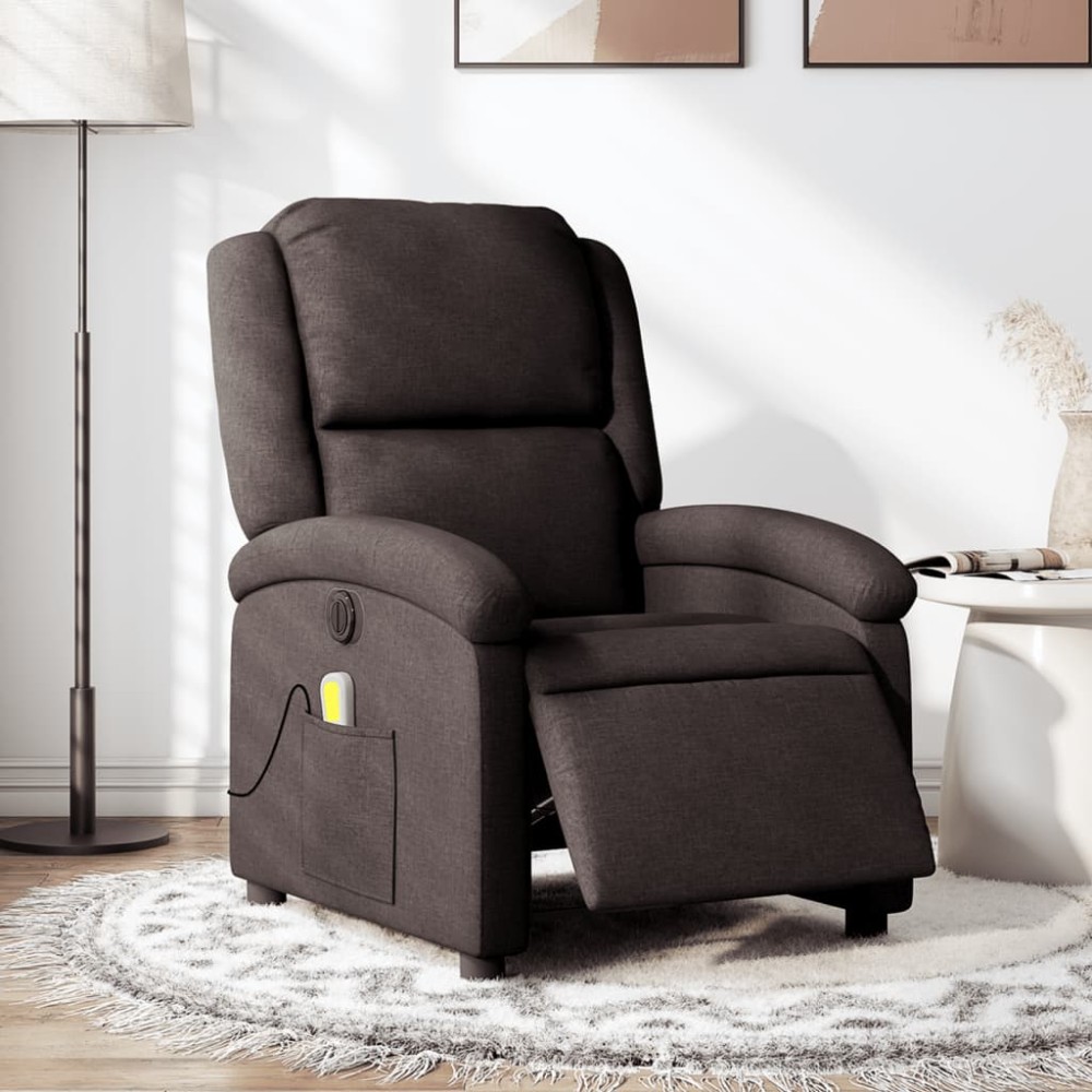 vidaXL Fotoliu electric de masaj rabatabil, maro închis, textil