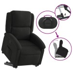 vidaXL Fotoliu rabatabil cu ridicare pe verticală, negru, textil