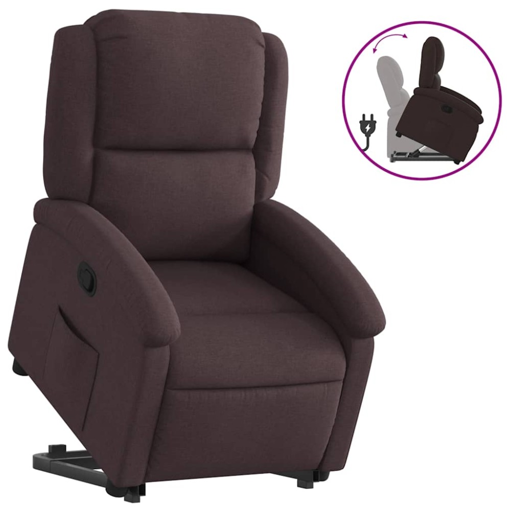 vidaXL Fotoliu rabatabil cu ridicare pe verticală, maro închis, textil