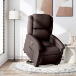 vidaXL Fotoliu rabatabil cu ridicare pe verticală, maro închis, textil