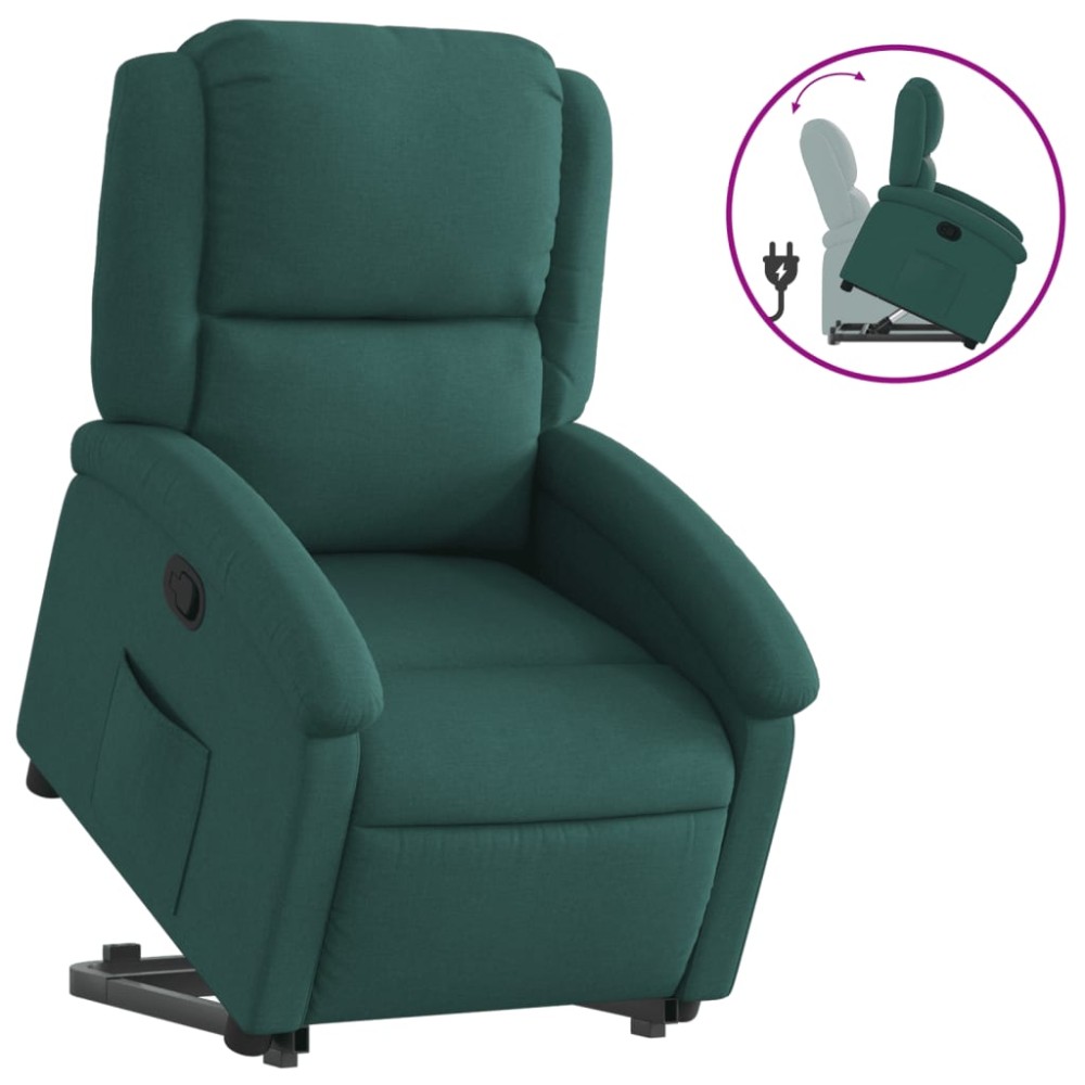 vidaXL Fotoliu rabatabil ridicare pe verticală, verde închis, textil