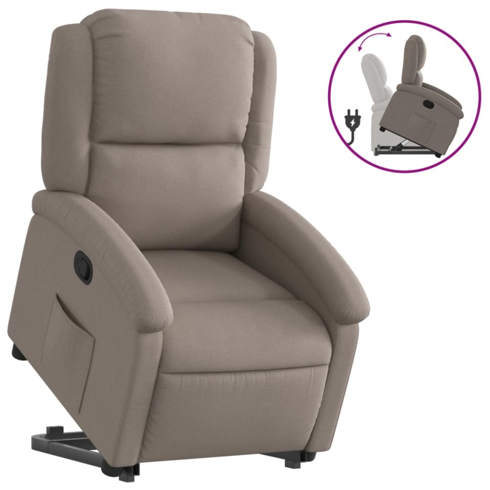 vidaXL Fotoliu rabatabil cu ridicare pe verticală, gri taupe, textil