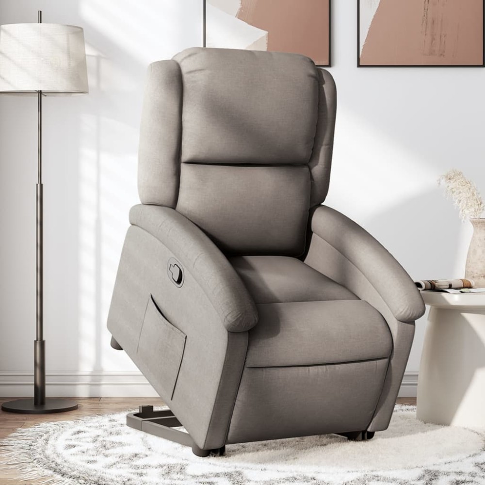 vidaXL Fotoliu rabatabil cu ridicare pe verticală, gri taupe, textil