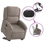 vidaXL Fotoliu rabatabil cu ridicare pe verticală, gri taupe, textil vidaXL Fotoliu rabatabil cu ridicare pe verticală, gri taupe, textil
