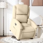 vidaXL Fotoliu rabatabil cu ridicare pe verticală, crem, textil