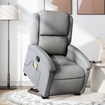 vidaXL Fotoliu de masaj rabatabil cu ridicare, gri deschis, textil vidaXL Fotoliu de masaj rabatabil cu ridicare, gri deschis, textil