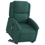 vidaXL Fotoliu rabatabil de masaj, cu ridicare, verde închis, textil