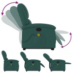 vidaXL Fotoliu rabatabil de masaj, cu ridicare, verde închis, textil
