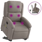 vidaXL Fotoliu rabatabil de masaj cu ridicare, gri taupe, textil
