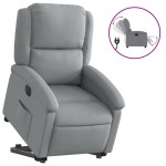 vidaXL Fotoliu electric rabatabil cu ridicare, gri deschis, textil
