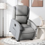 vidaXL Fotoliu electric rabatabil cu ridicare, gri deschis, textil