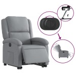 vidaXL Fotoliu electric rabatabil cu ridicare, gri deschis, textil