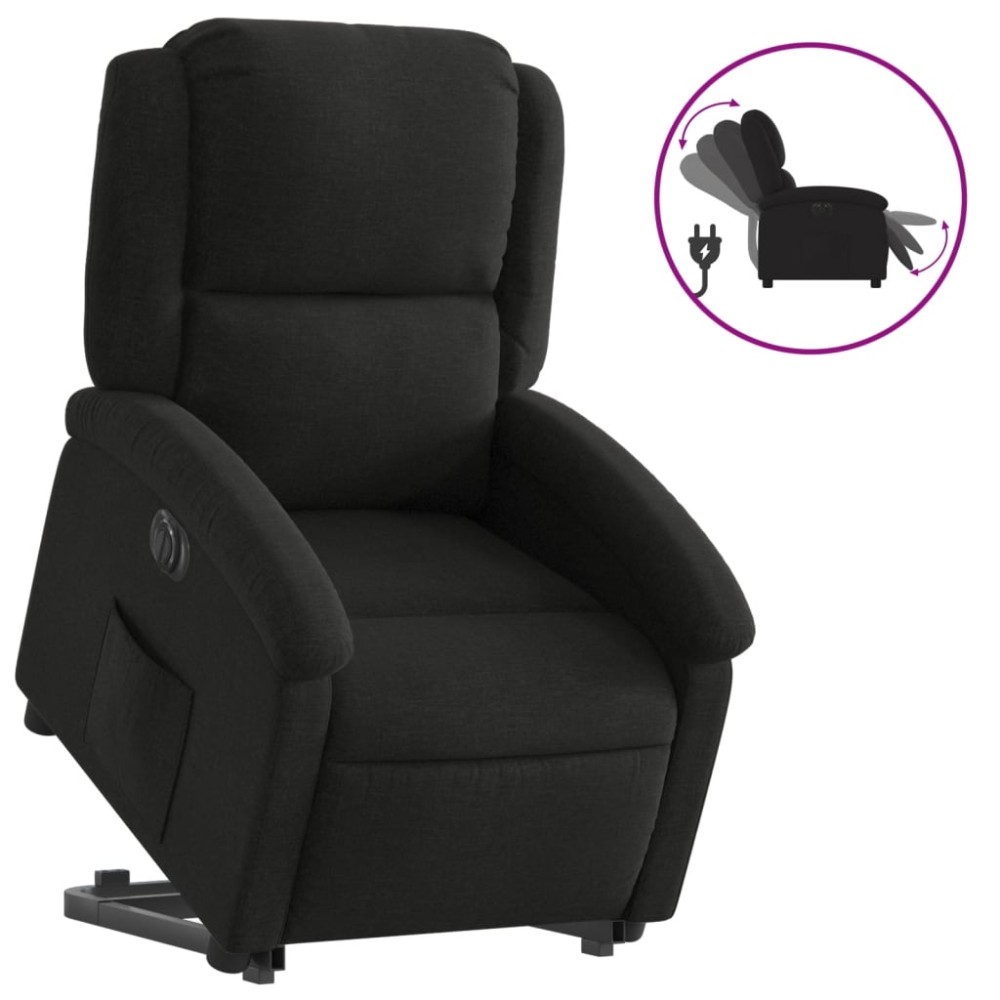 vidaXL Fotoliu electric rabatabil cu ridicare, negru, textil