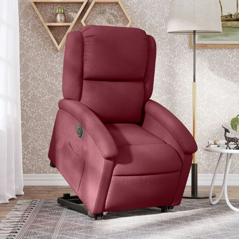 vidaXL Fotoliu electric rabatabil cu ridicare, roșu vin, textil