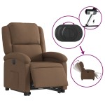 vidaXL Fotoliu electric rabatabil cu ridicare, maro, textil