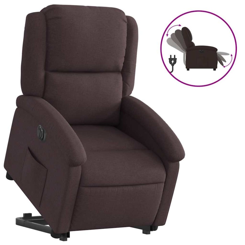 vidaXL Fotoliu electric rabatabil cu ridicare, maro închis, textil