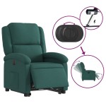 vidaXL Fotoliu electric rabatabil cu ridicare, verde închis, textil